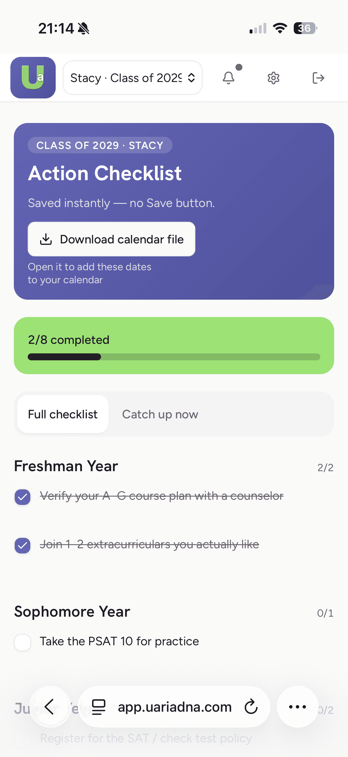 U-Ariadna — Checklist