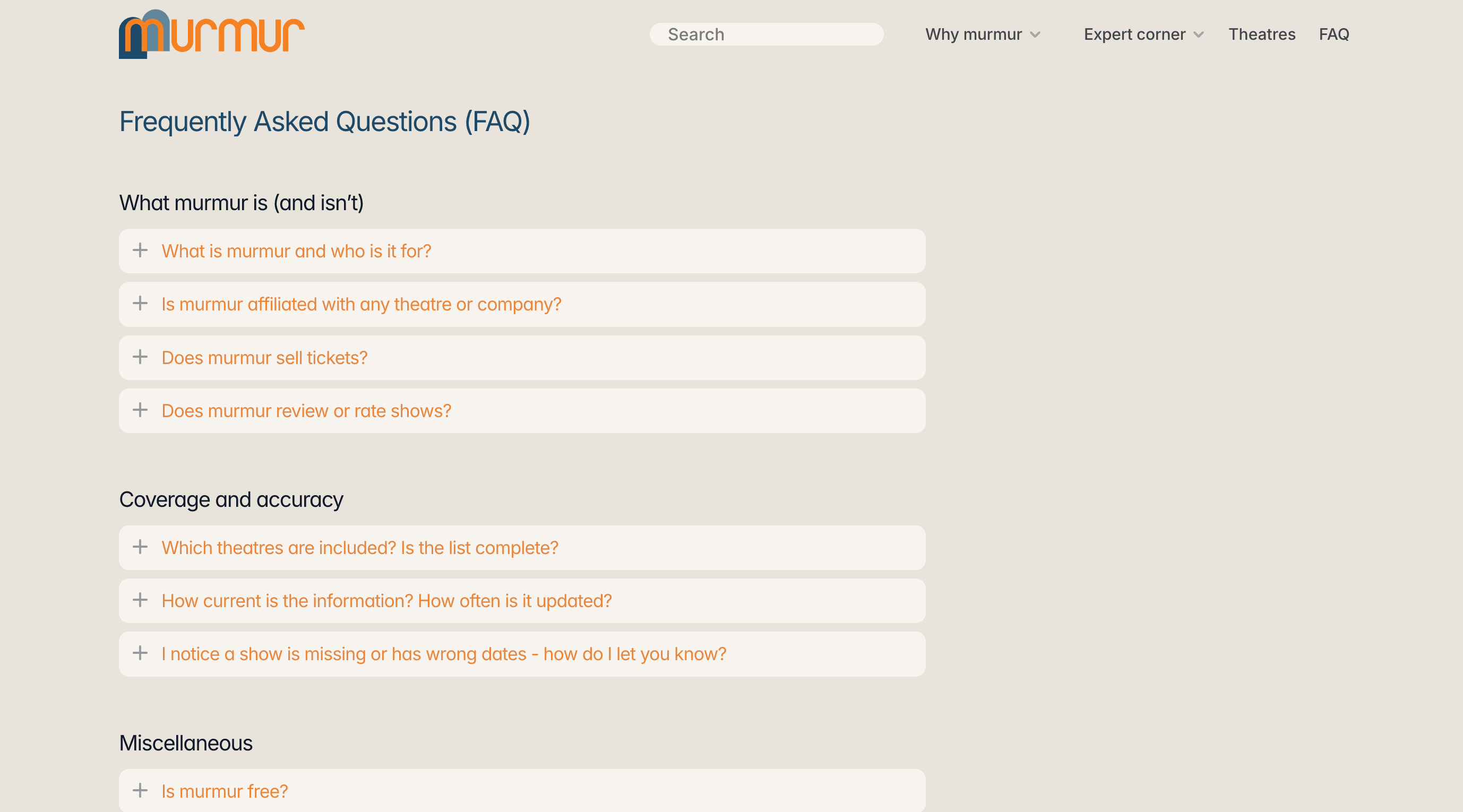 FAQ page of the-murmur.com